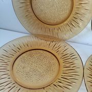 Set of 6 pressed glass dessert plates with sunflower motif Vereco