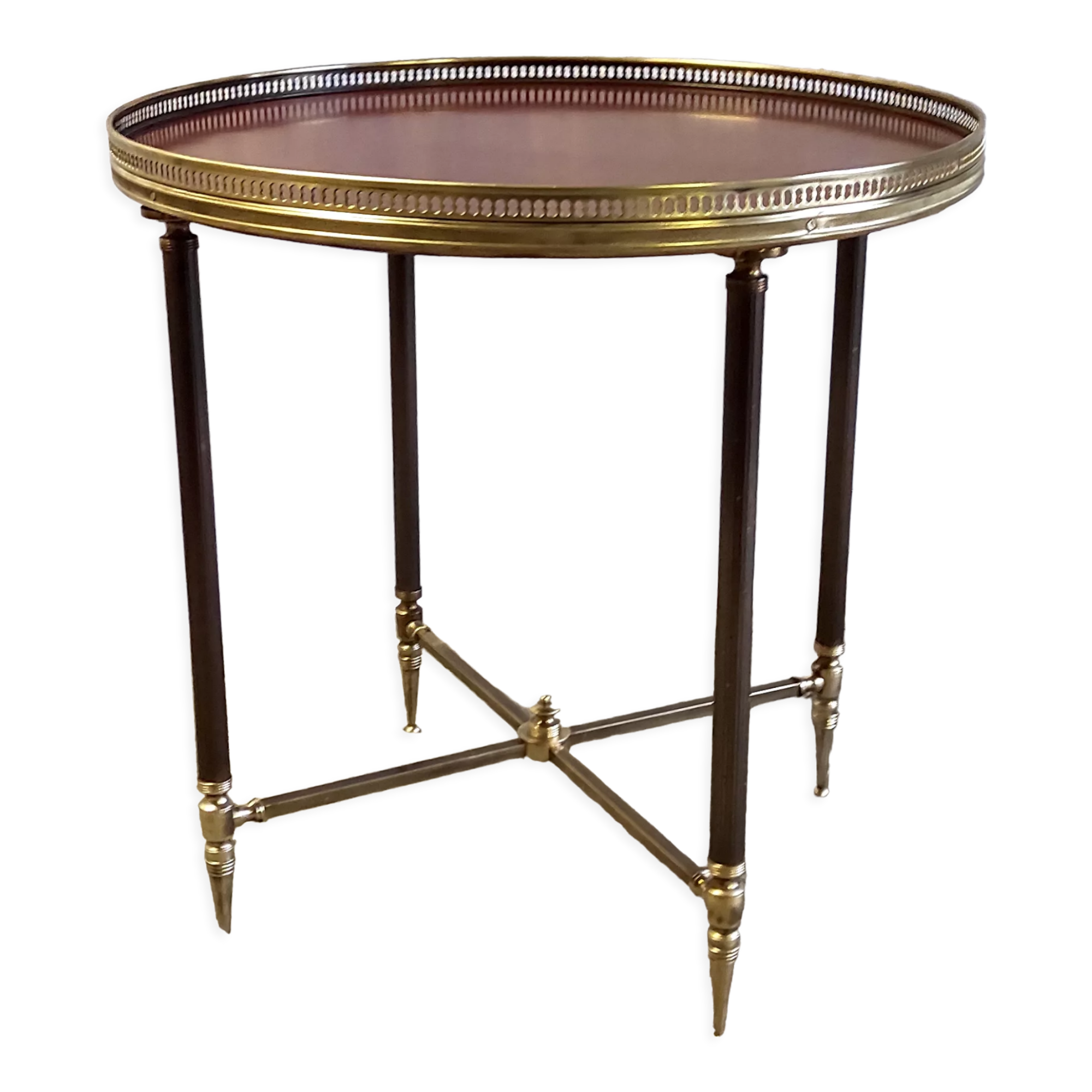 Solid brass coffee table and solid wood 60s/70s