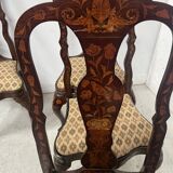 Set of eight Dutch marquetry chairs from the 19th century.
