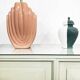1980s salmon pink ceramic table lamp art deco pastel midcentury golden girls