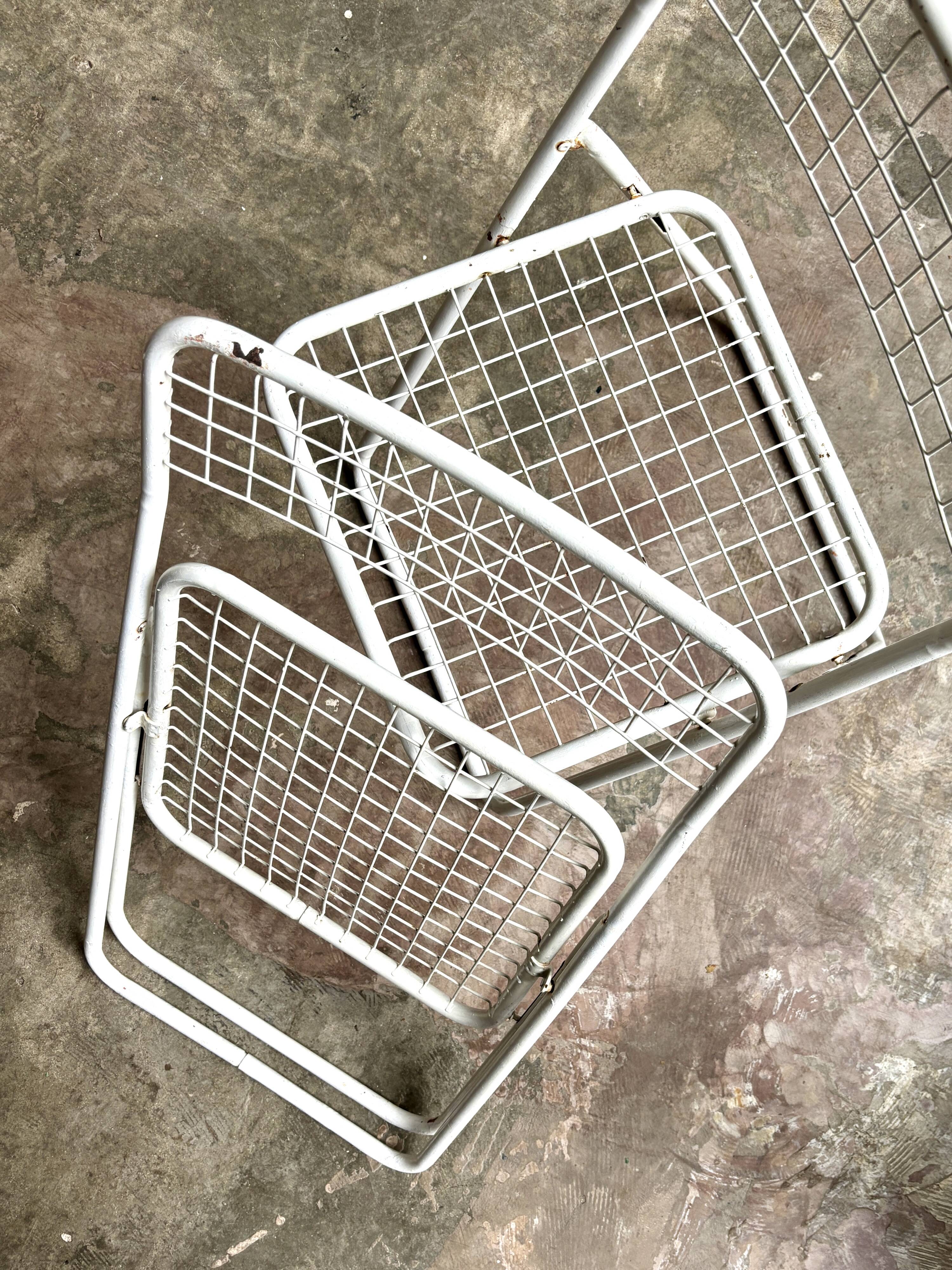 2 white metal "Ted Ned" folding chairs by Niels Gammelgaard for IKEA, 1980s