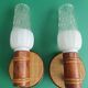 Pair of vintage rattan bamboo wall sconces