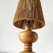 Vintage 1960 turned wood elm lamp