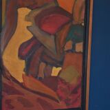 Tableau contemporain abstrait coloré huile