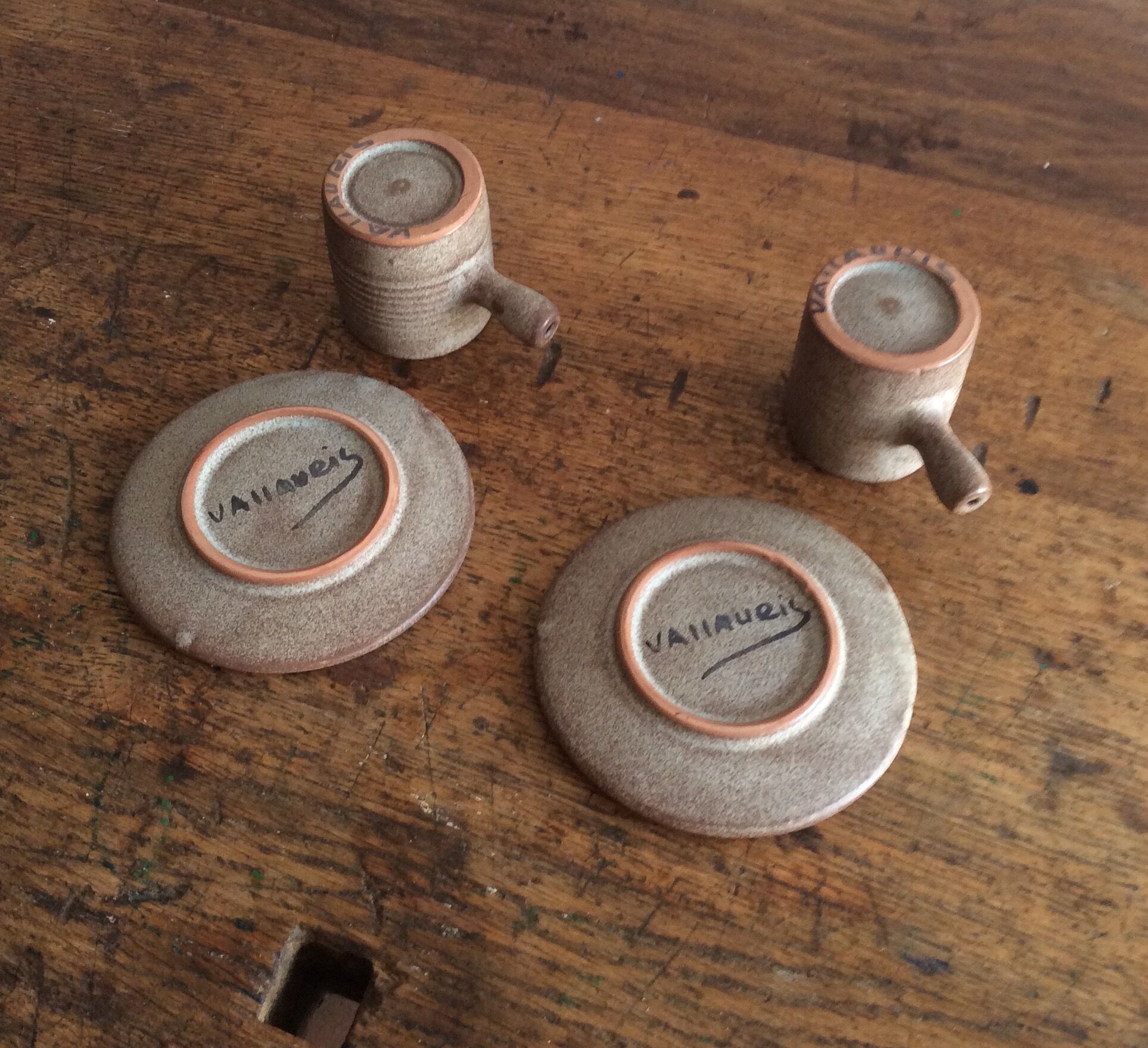 Duo of cups and saucers Vallauris, vintage