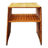 Wicker bedside table or side table from the 1960s.