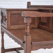 1960s, Danish bench, dark solid oak wood, plywood.