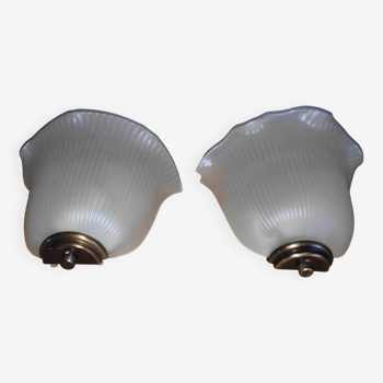 Pair of Domec glass wall lights