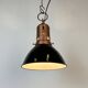 Lampe d'usine industrielle en émail noir avec plateau en fer, italie, 1950s