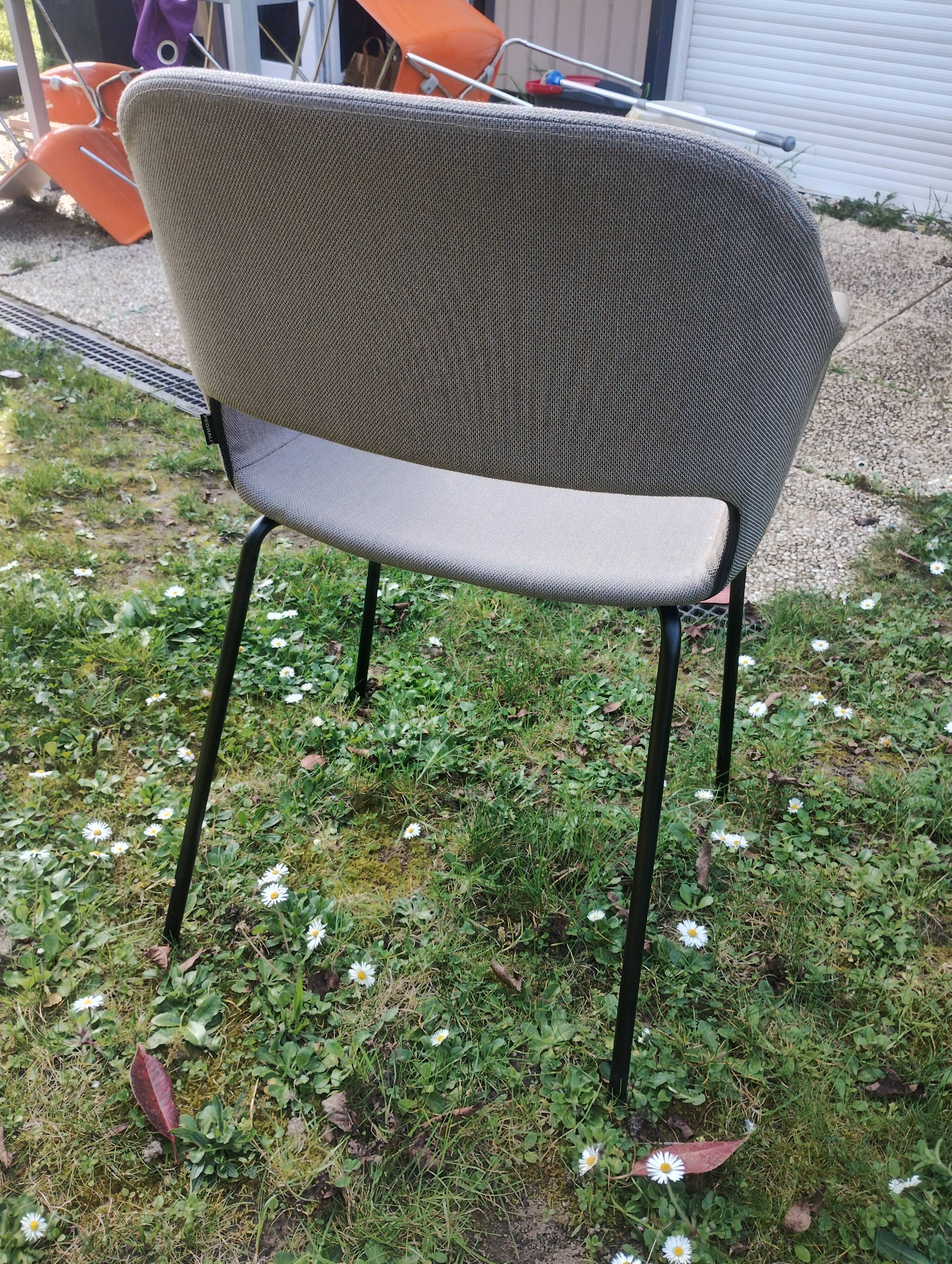 Pedrali Babila fabric armchair with black ash legs.