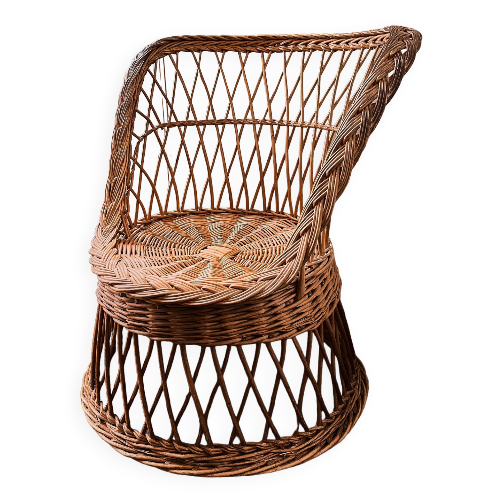 Old Emmanuelle Style Rattan Armchair Late 19th Century