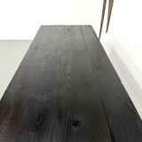 Large 1950s Farm Table in Burnt Wood (Shou Sugi Ban) – L245 cm