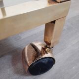 Trolley with wheels, wicker, brass and steel