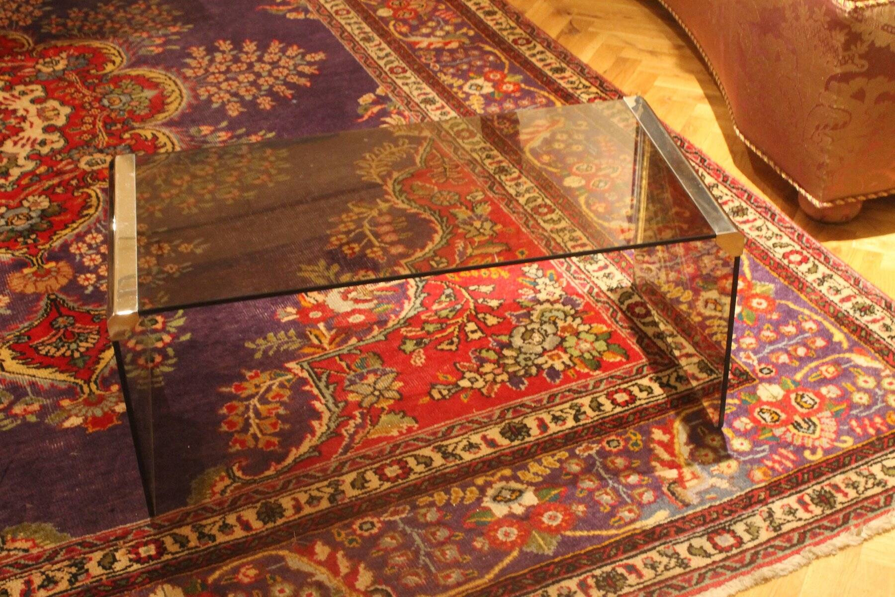 Smoked Glass and Chrome Steel Waterfall Pace Collection Coffee Cocktails Table, 1970s