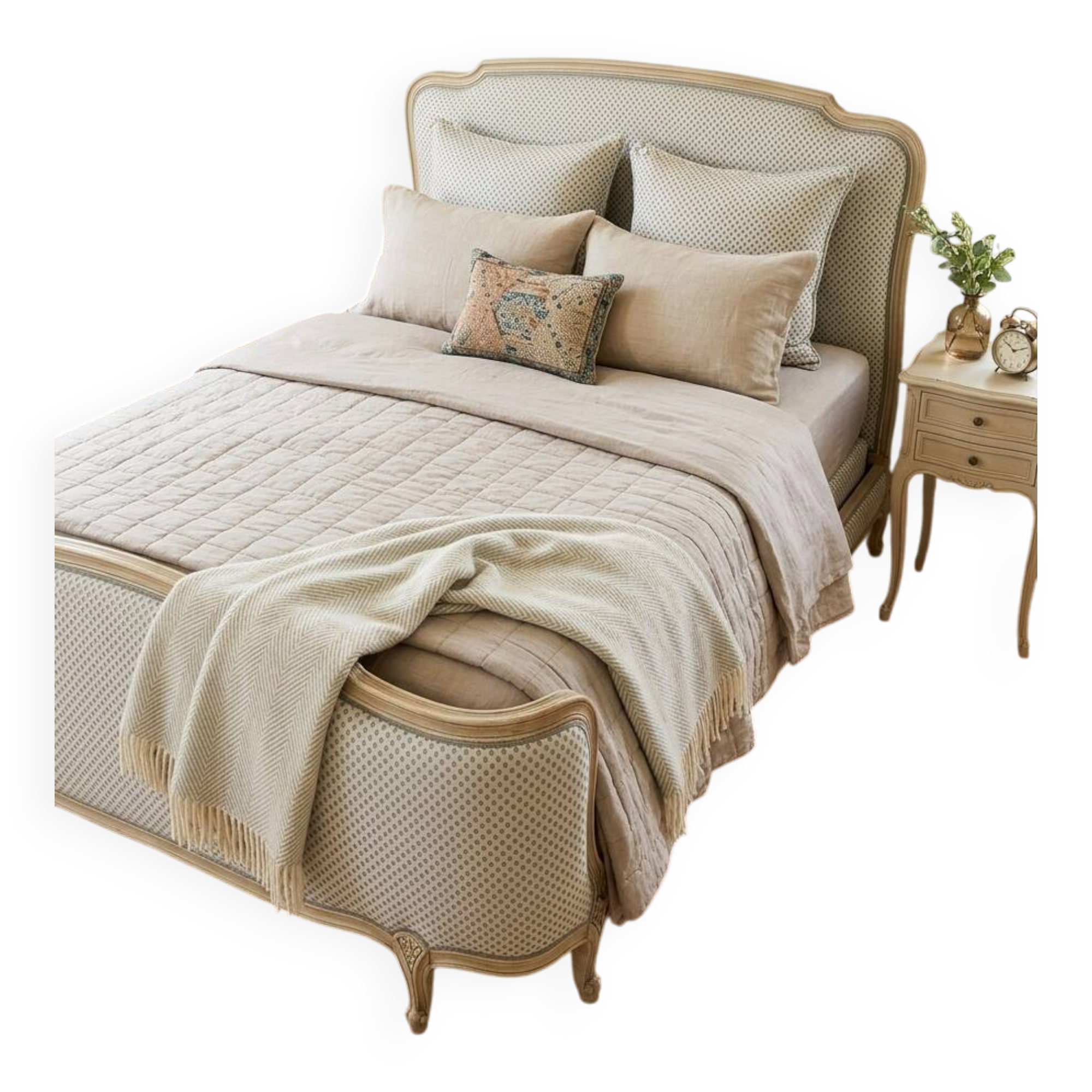 Antique bed frame in half-oval style (Louis XV)