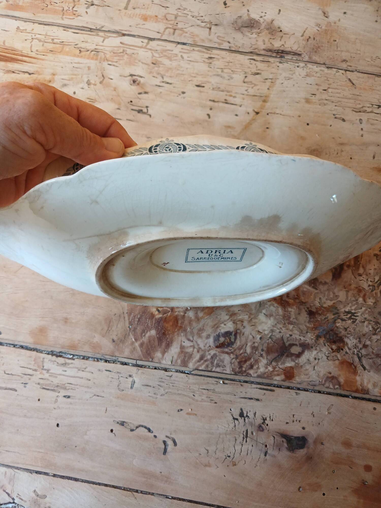 Sauceboat ironstone 1900 - Sarreguemines earthenware Adria series