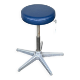 Office stool - Vintage - Furniture - Blue faux leather seat