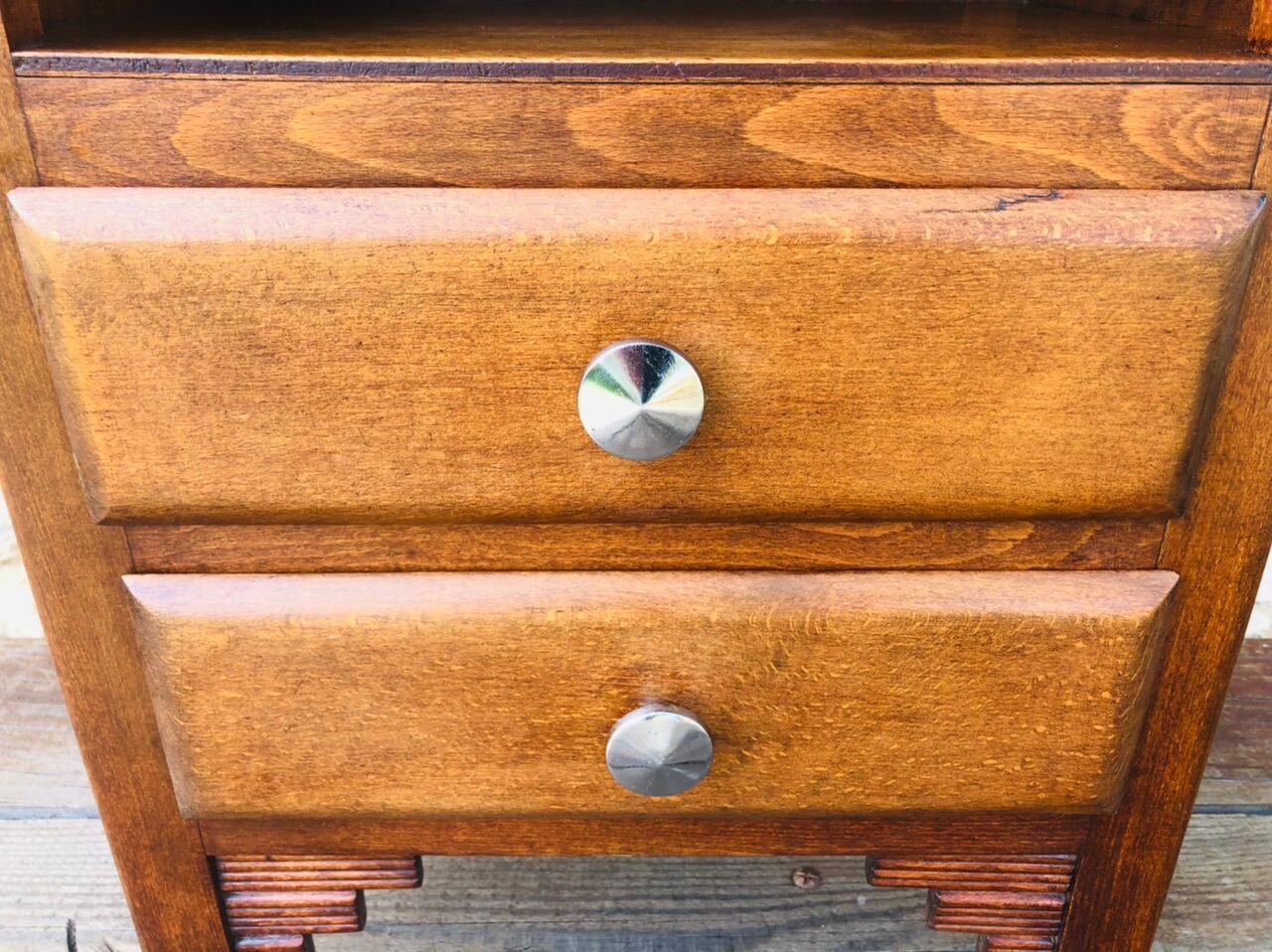 Art Deco bedside, 2 drawers in walnut Circa 40 /50