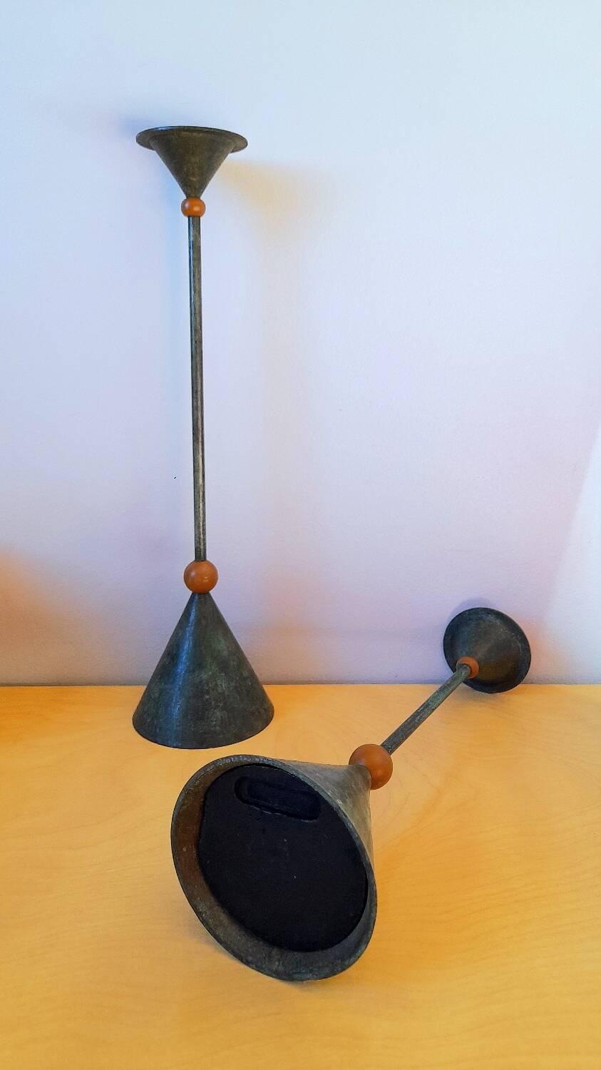 Metal candlesticks, Memphis 1980.