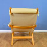 Mid Century Retro Danish Cream Leather Lounge Armchair (2 available) 1970s