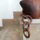 Vase à anses en bois années 50