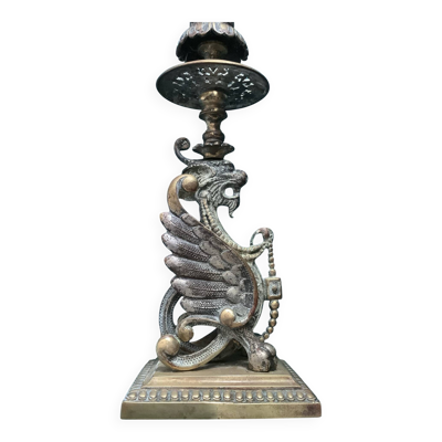 Chandelier ancien Bronze doré Dragon ailé