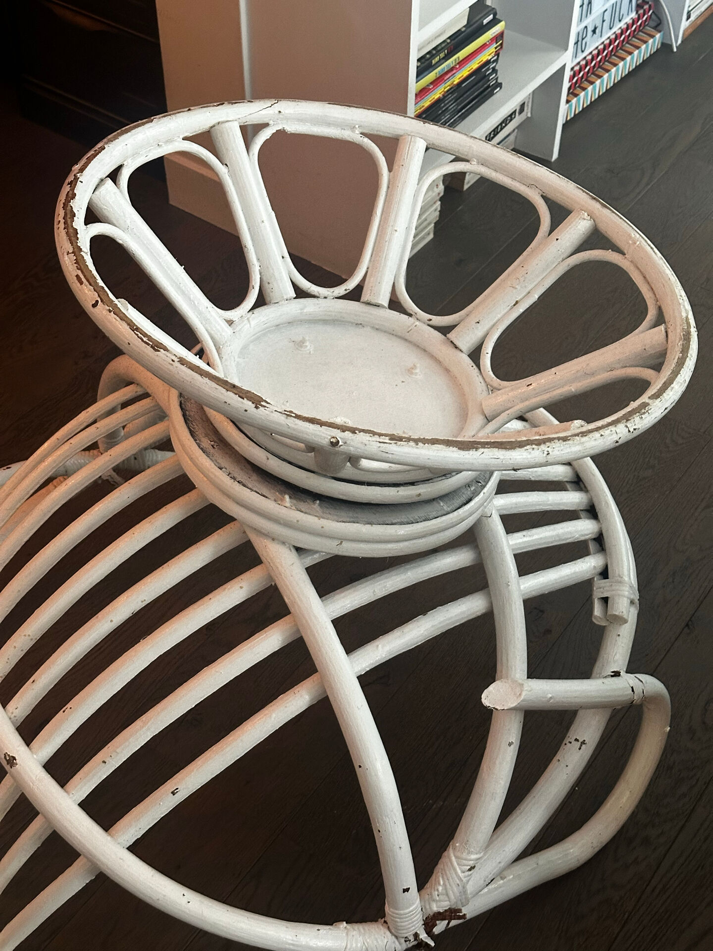 Vintage armchair in white lacquered rattan