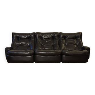 Orchidée leather sofa by Michel Cadestin for Airborne, France 1970's