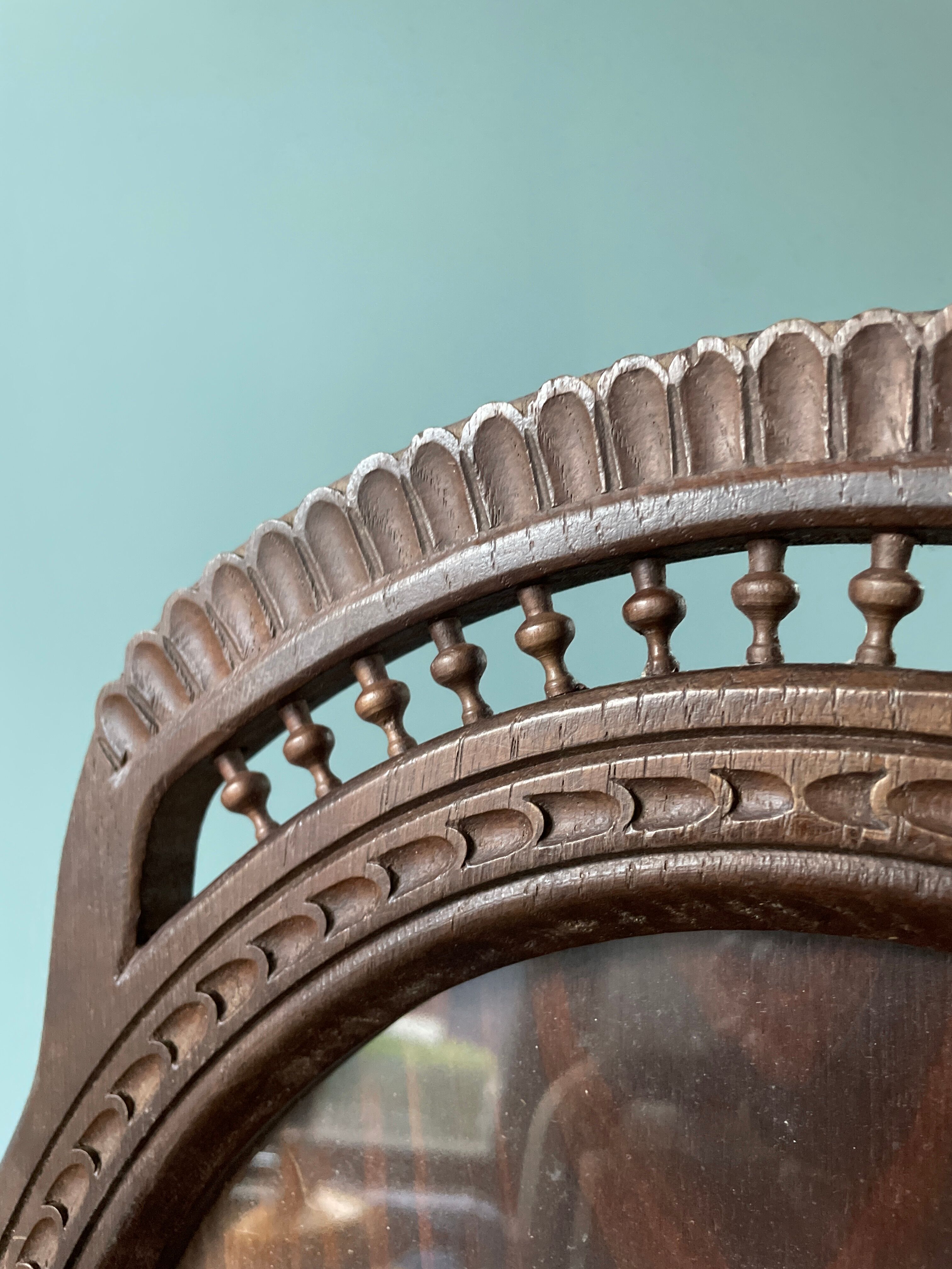 Set of two vintage carved oak service trays
