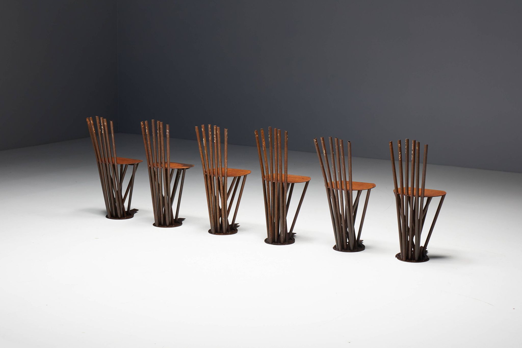 Industrial Wabi Sabi Primitive Chairs, France, 1950s