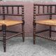 Pair of corner chairs or armchairs "fireplace corner" (Straw seat)