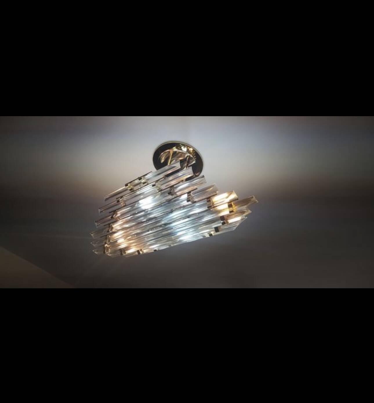 Vintage 1960’s Venini Style Murano Glass Ceiling Chandelier Light