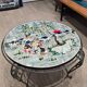 Vintage coffee table J&G Picard Vallauris – Glazed ceramic top with Japonese-style decoration