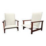 Pair of Mid-Century Pine Lounge Chairs, Czechoslovakia 1970s