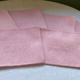 Set of 6 embroidered damask linen napkins