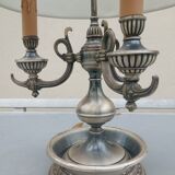 Hot water bottle lamp 3 lights silvered metal aged lampshade sheet metal (74cm)