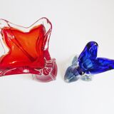 Murano glass vases red and blue