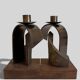 Pair of Brutalist Sculptural Candleholders by Arte Romera, Spain, 1980s
