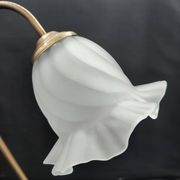 Brass and glass swan neck desk lamp in Art Nouveau style.