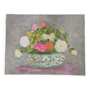 La coupe de fleurs lithographie