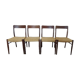 Set of 4 teak and rope chairs from the 60s