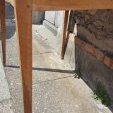 Raw wood farm table with drawer