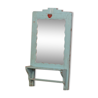 old mirror - Art Deco shelf in original blue teak Burmese teak
