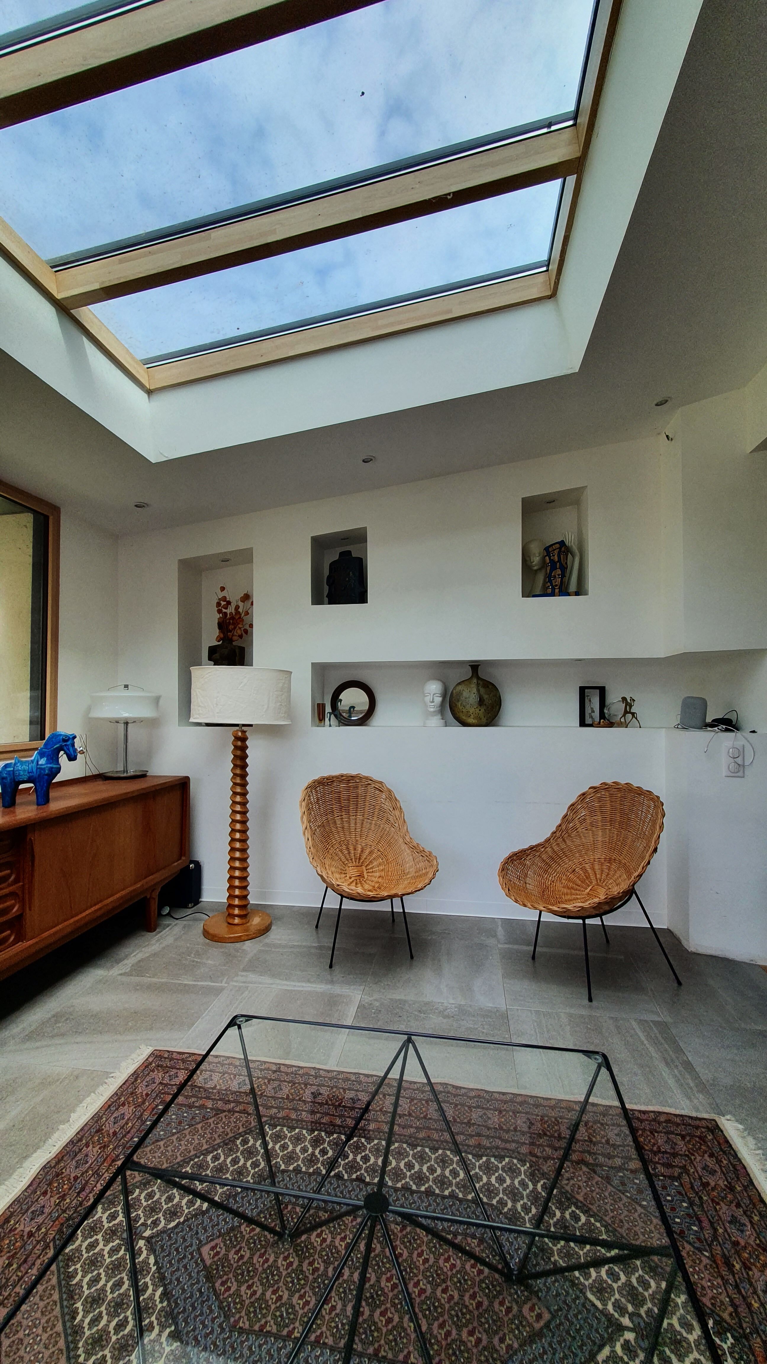 Pair of rattan basket chairs