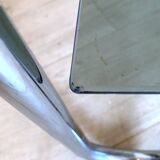 Chrome and smoked glass coffee table in BAUHAUS style.