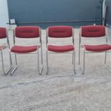 Set of 6 wool and chrome chairs from the 70s