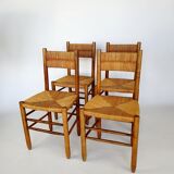 Set of 4 antique chairs, seats and mulched backrests
