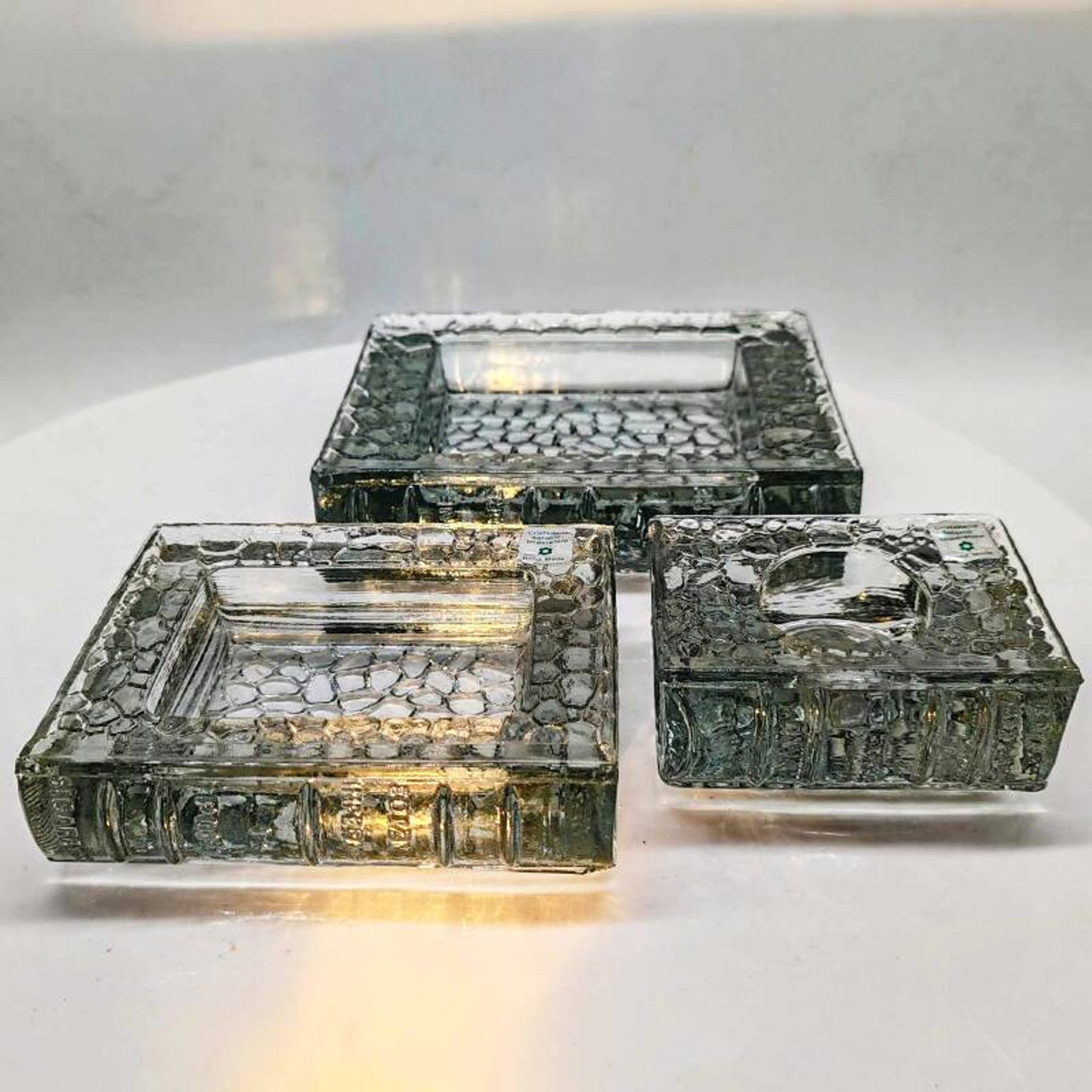 1970s very Rare Set of 3 Book shaped Ashtrays in Murano Glass by Antonio Im