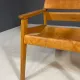 Pair of vintage wooden armchairs with leather upholstery, 20th century, 75 × 56 × 65 cm