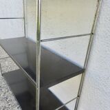 Modular String shelf in chrome and brown metal
